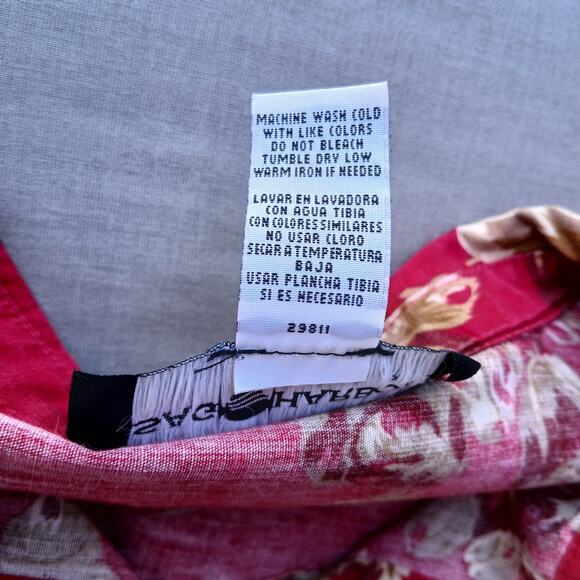 Sag Harbor Sport Light Jacket Red Gold Roses XL cotton floral chambray retro - Picture 8 of 12